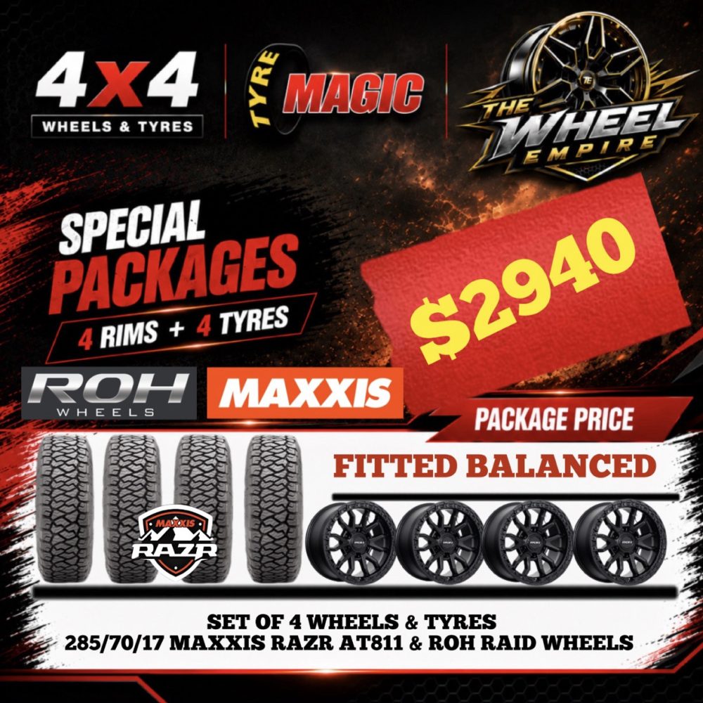 SET OF 4 - 285/70/17 MAXXIS RAZR AT811 & ROH RAID WHEELS $2940