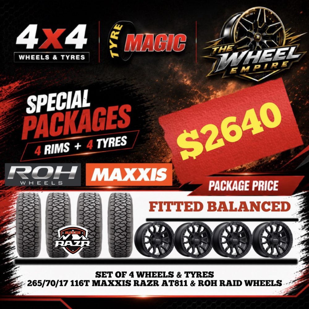 SET OF 4 - 265/70/17 116T MAXXIS RAZR AT811 & ROH RAID WHEELS $2640